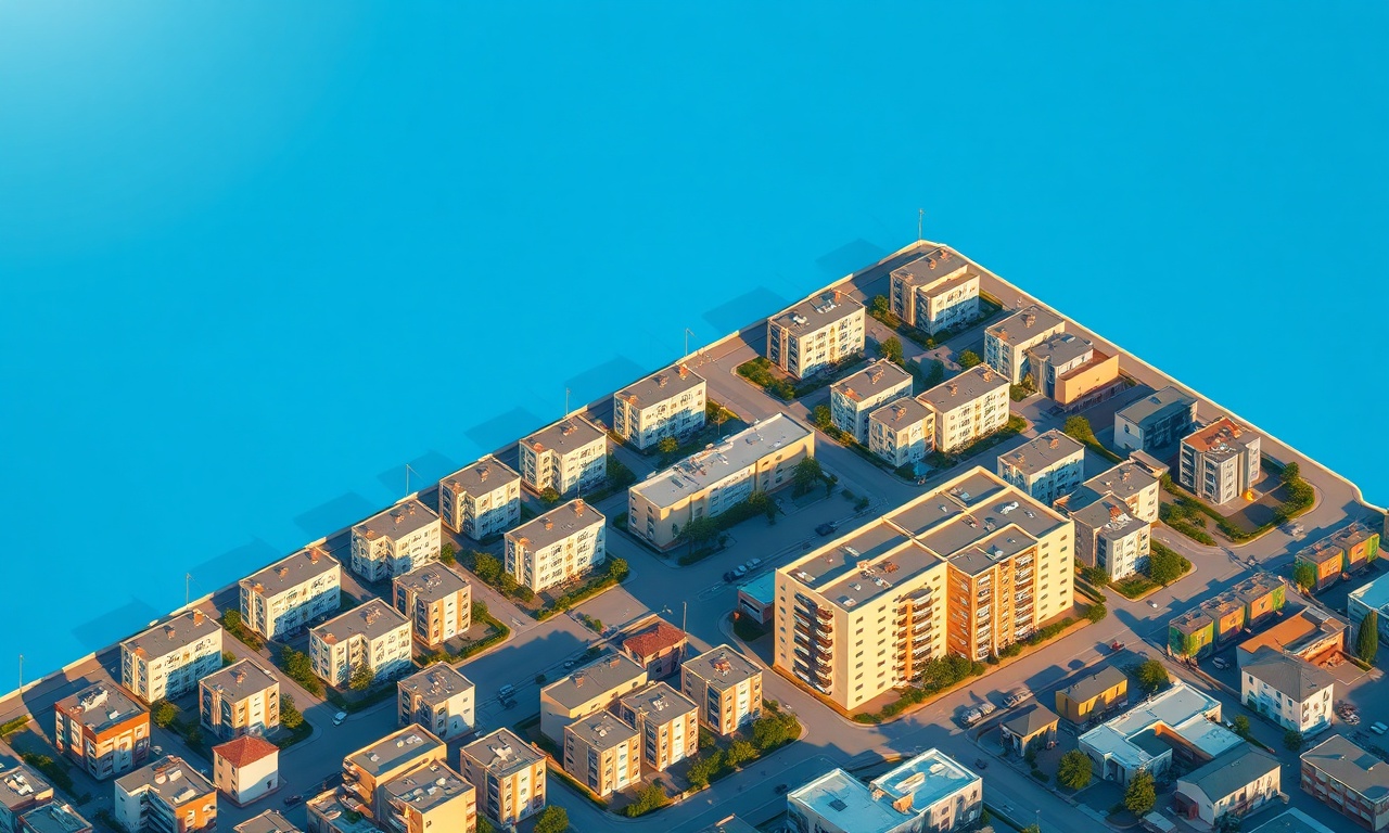 Kilis Merkez ilçesinde apartman ve site yönetimini temsil eden izometrik kentsel görünüm