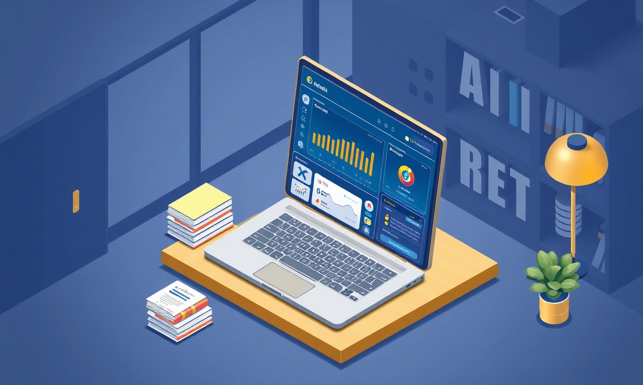 AI destekli site yönetim yazılımı panelini gösteren isometrik illüstrasyon