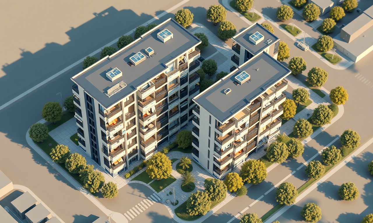 Kırklareli Merkez ilçesinde çok katlı konut yapılarının izometrik hava görünümü