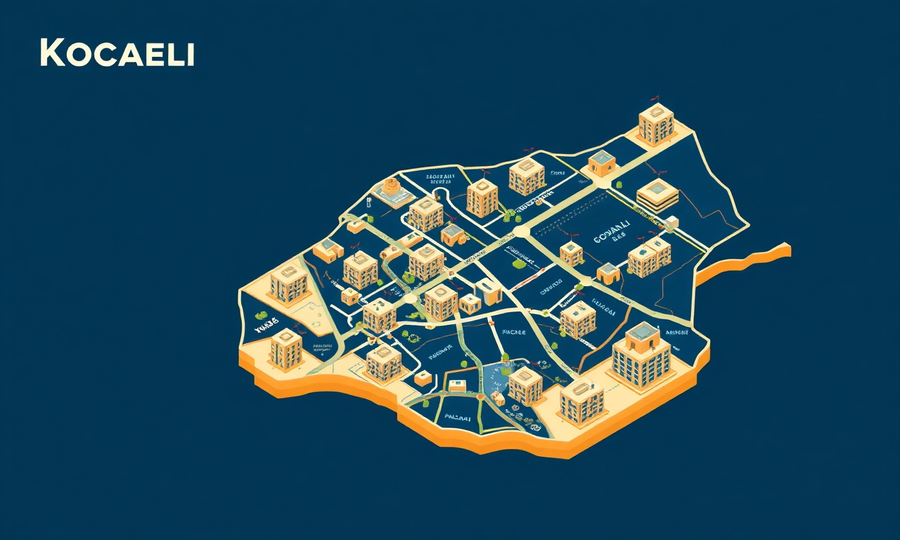 Kocaeli ilçeleri haritası — Golcuk ve çevre ilçelerde site yönetimi izometrik görseli