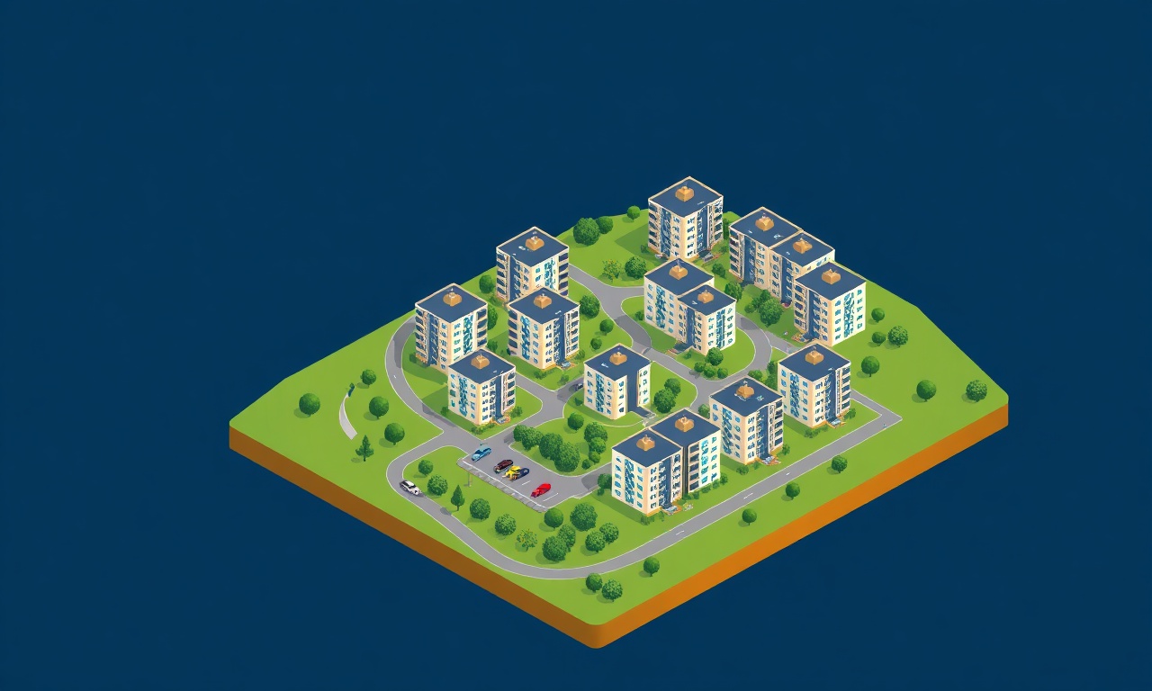 Kandira, Kocaeli'de modern konut siteleri ve apartman blokları — izometrik illüstrasyon
