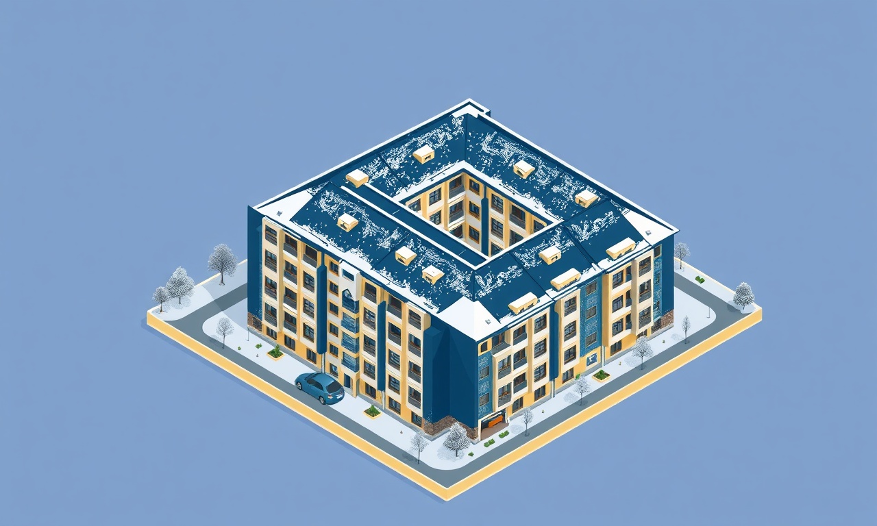 Halkapinar Konya ilçesinde apartman ve site yönetimini simgeleyen izometrik konut illüstrasyonu