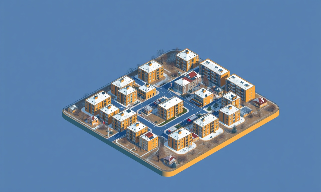 Kulu ilçesinde apartman ve konut sitelerinin izometrik hava görünümü, İç Anadolu bozkır manzarası
