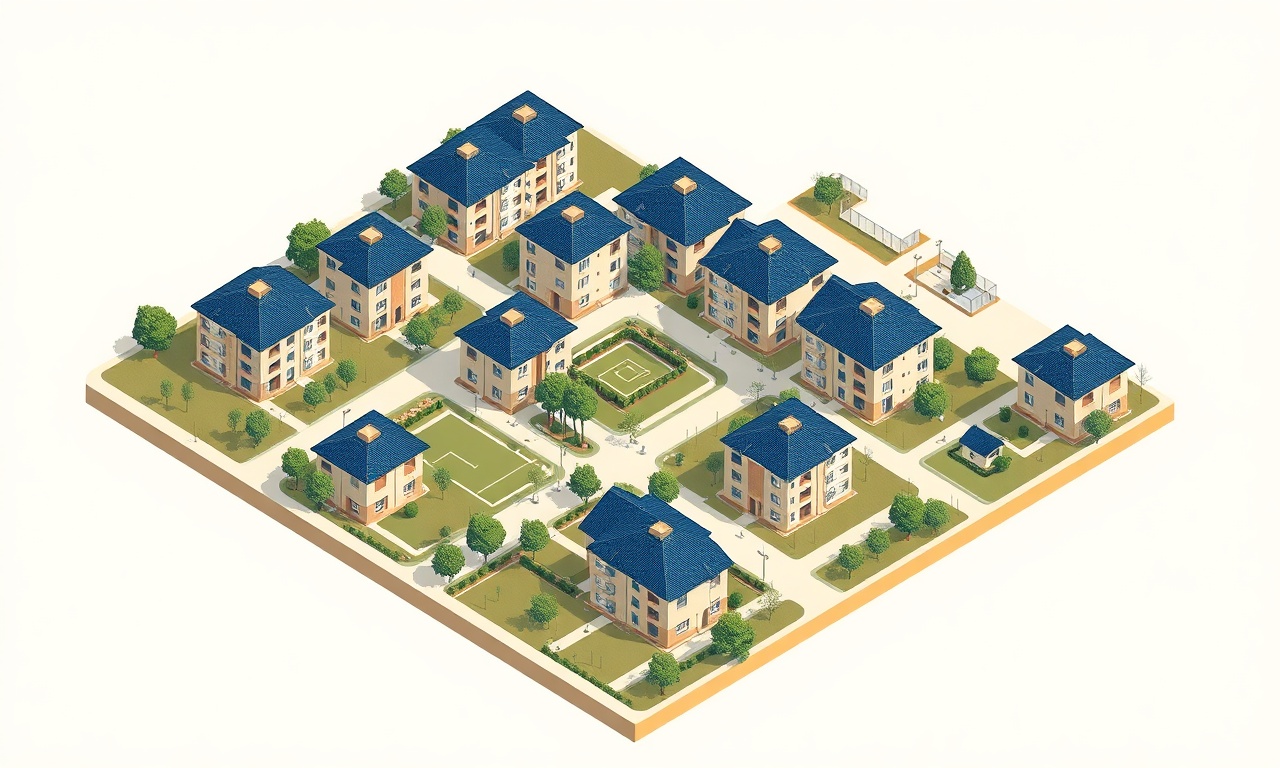 Altintas Kütahya ilçesinde apartman ve site binalarının izometrik çizimi