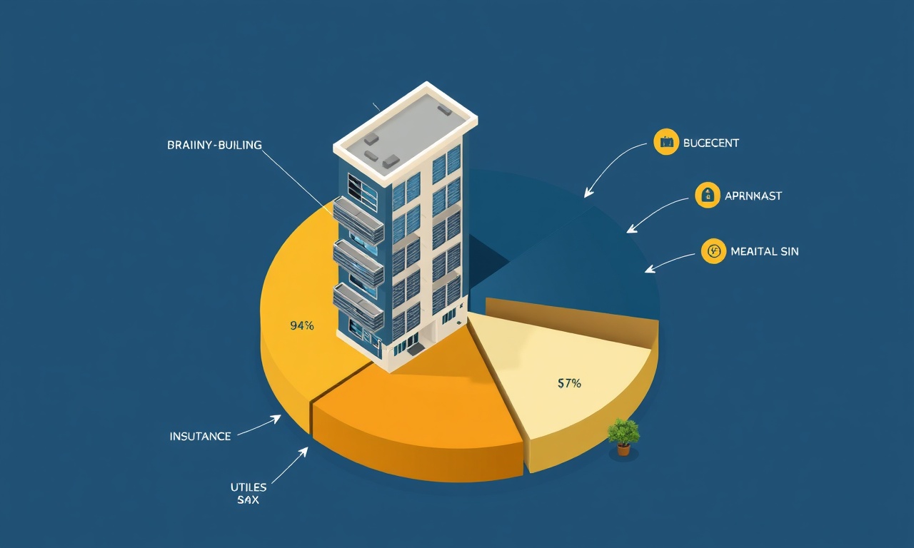 Apartman bütçe kalemlerini gösteren izometrik pasta grafik illüstrasyonu