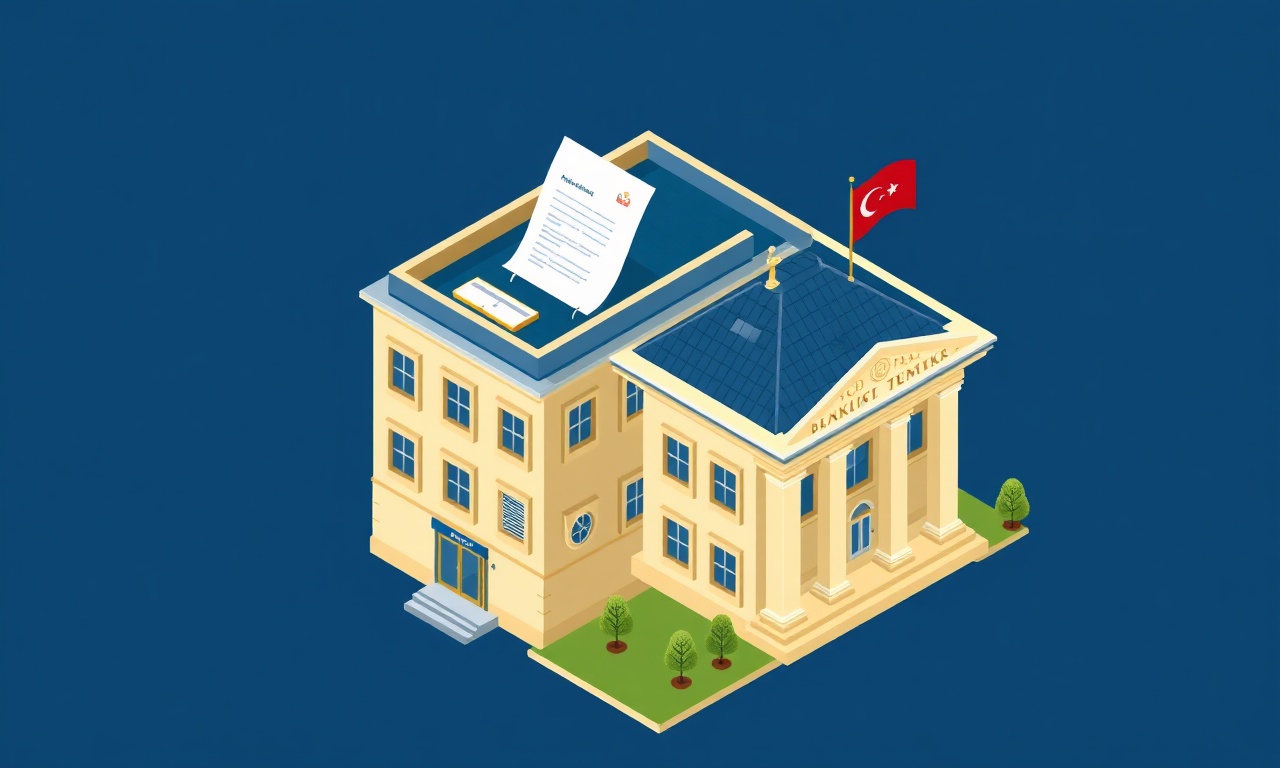 Site yönetimi için resmi kayıt ve banka hesabı açma sürecini gösteren izometrik illüstrasyon