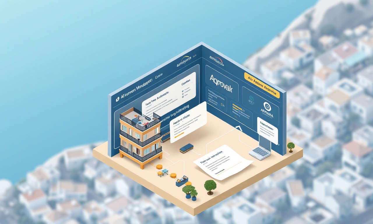 SiteYönetim yapay zeka destekli apartman yönetim platformunu gösteren izometrik illüstrasyon