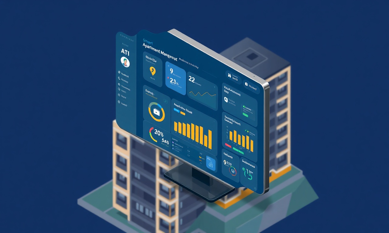Hisarcik Kütahya'da akıllı site yönetim platformu dashboard'unu gösteren izometrik çizim
