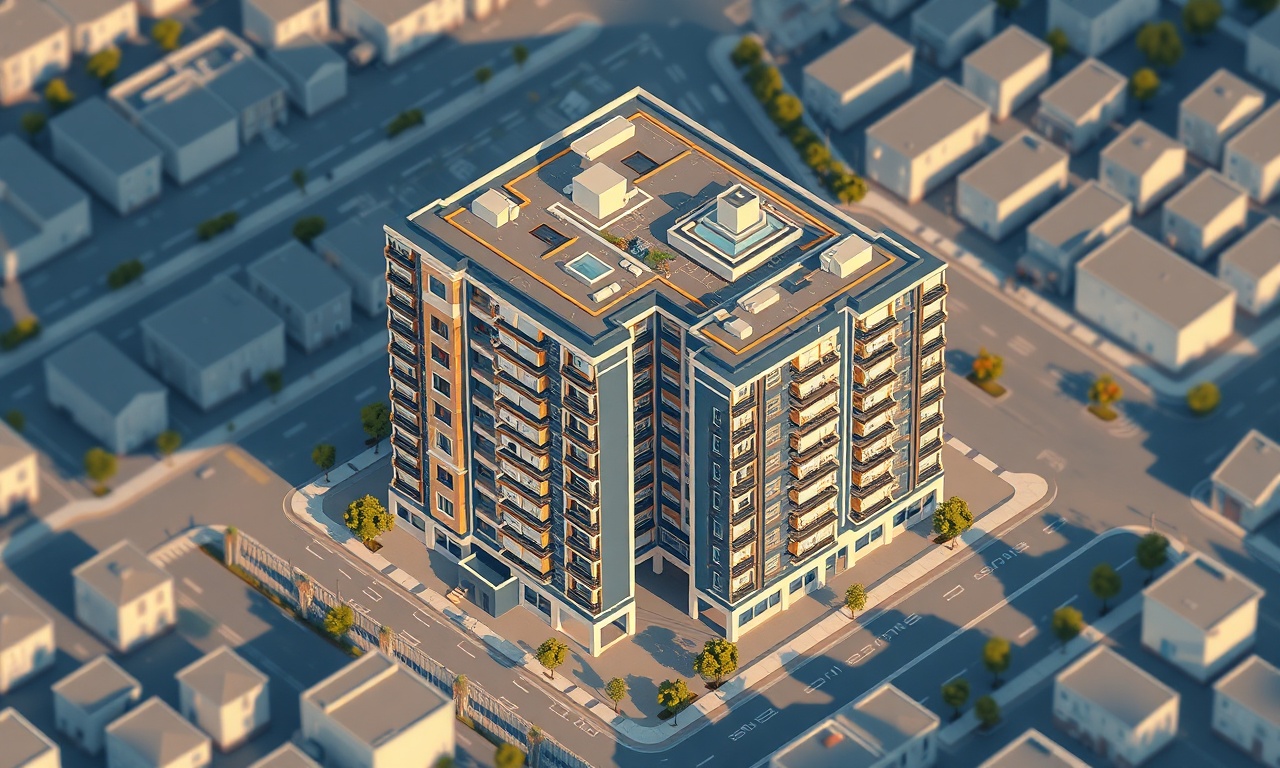 Kütahya Merkez ilçesinde apartman ve site yönetimini gösteren izometrik illüstrasyon