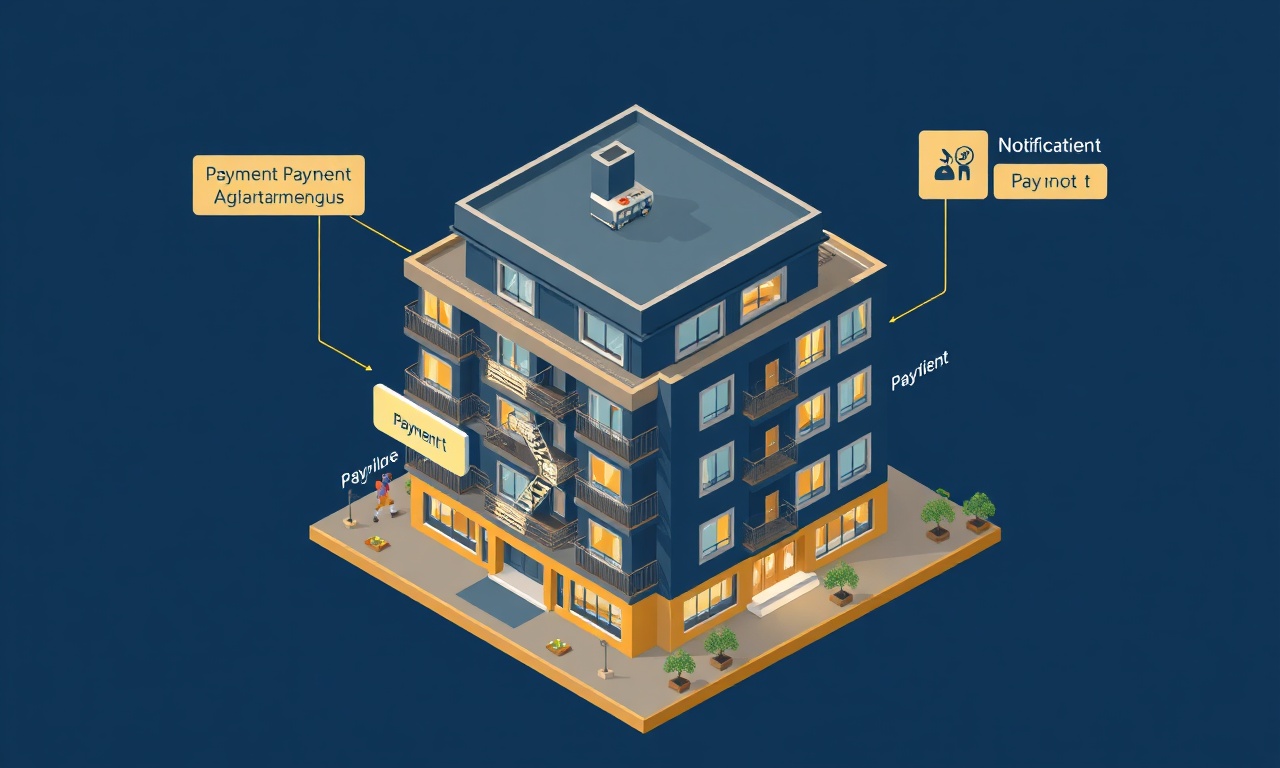 Apartmanda aidat tahsilat akışı ve borç takibi izometrik illüstrasyon