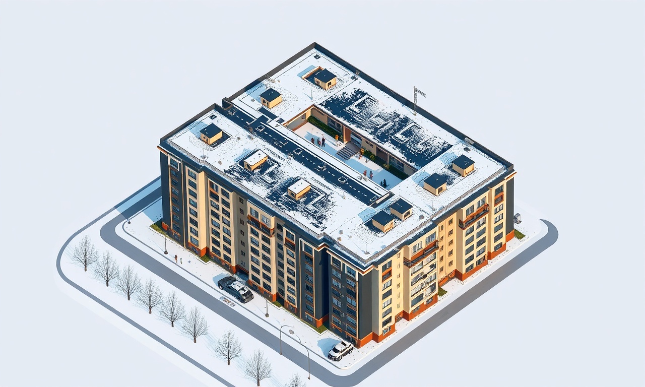 Battalgazi Malatya'da kışın üstten görünümde apartman kompleksi izometrik illüstrasyon