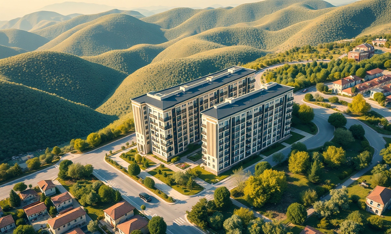 Demirci Manisa'da yeşil Ege ortamındaki apartman ve site kompleksi izometrik görünüm