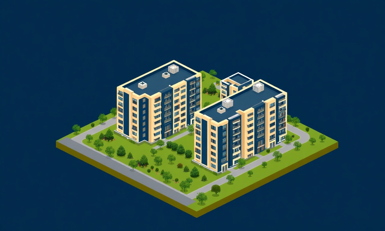 Salihli Manisa'da modern site ve apartman kompleksi izometrik illüstrasyonu