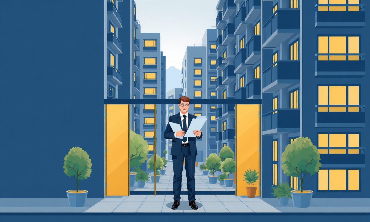 Sehzadeler'de yeni site yöneticisi, apartman girişinde belge inceliyor — illüstrasyon