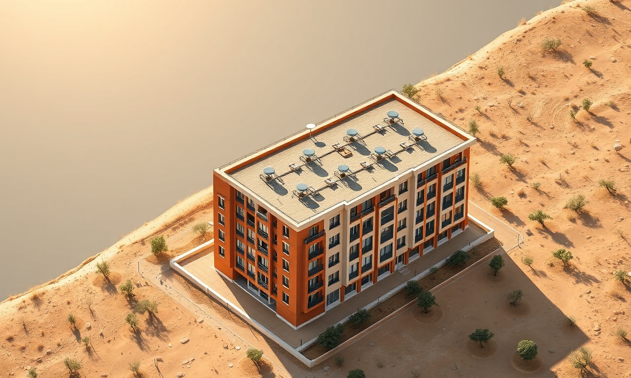Kiziltepe Mardin'de apartman ve site yönetimini simgeleyen izometrik konut illüstrasyonu