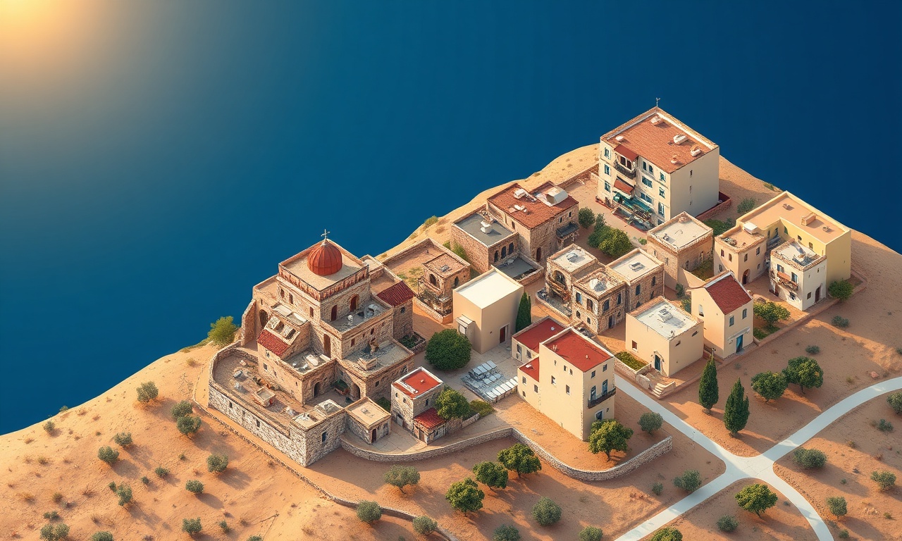 Savur ilçesi konut silueti — geleneksel taş yapılar ve modern apartmanlar, Güneydoğu Anadolu peyzajı