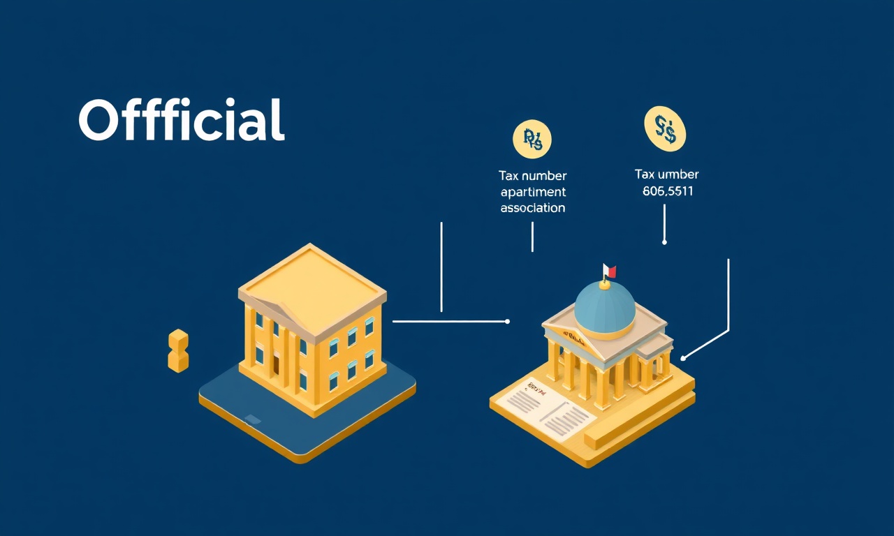 Site vergi numarası ve banka hesabı açma süreci, lacivert altın renk paleti, resmi kayıt illüstrasyonu