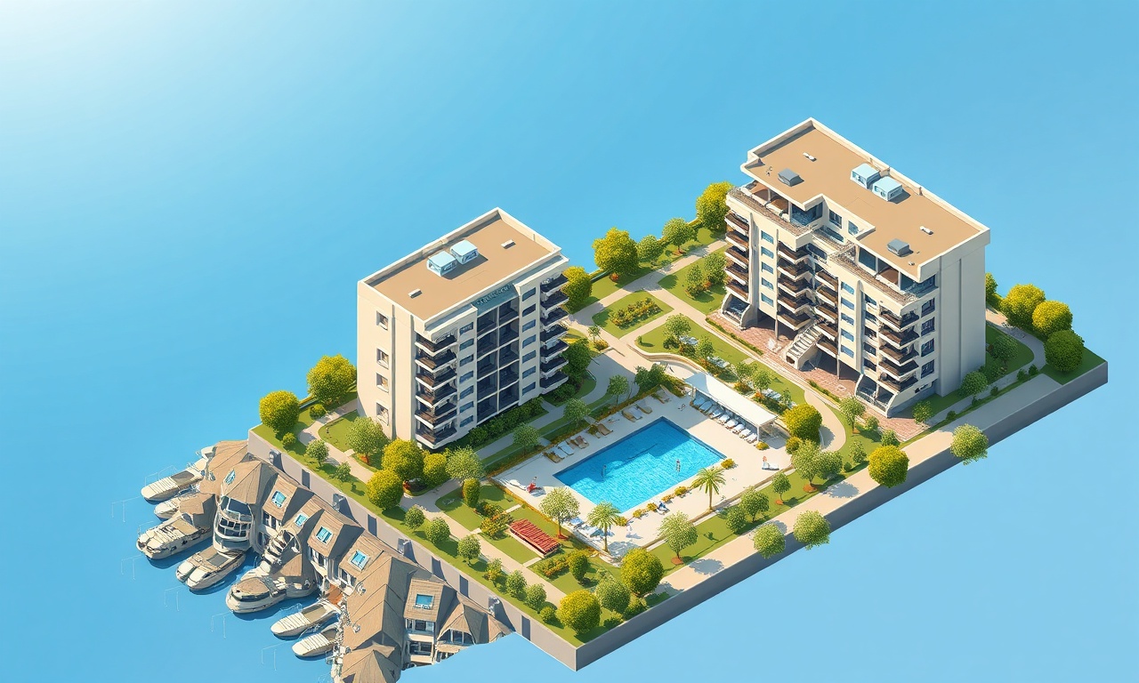 Dalaman Muğla'da site ve apartman yönetimi — sahil ilçesinde konut kompleksi illüstrasyonu