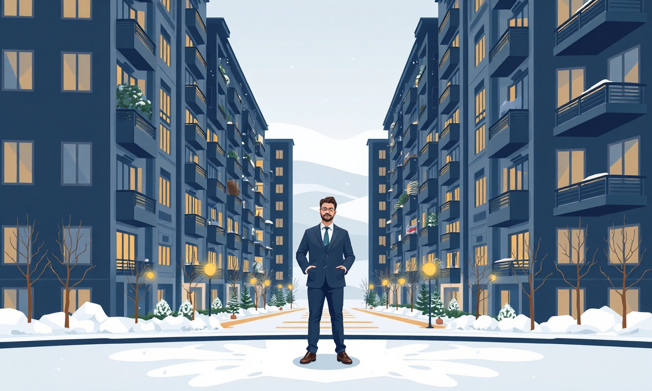 Korkut Muş'ta yeni site yöneticisi apartman girişi, kış ortamı çizim