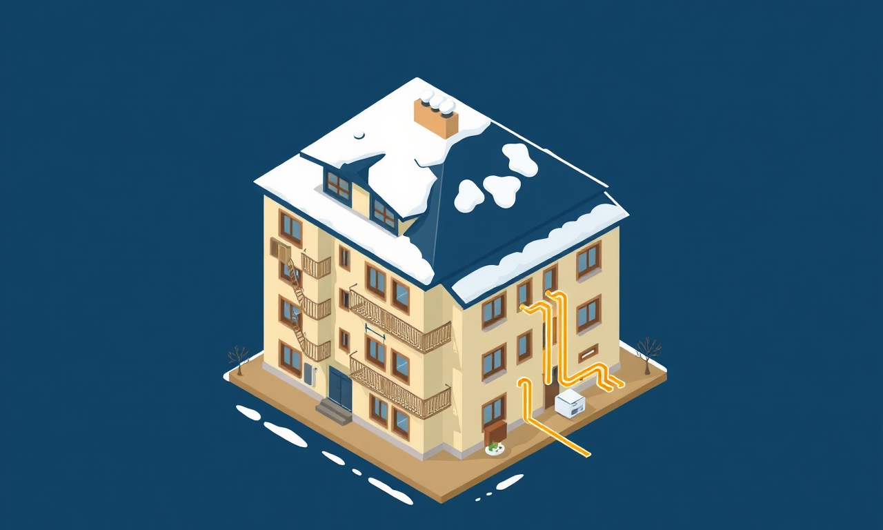 Korkut Doğu Anadolu kış iklimi apartman yönetim planı, çatıda kar ısıtma sistemi, lacivert altın çizim