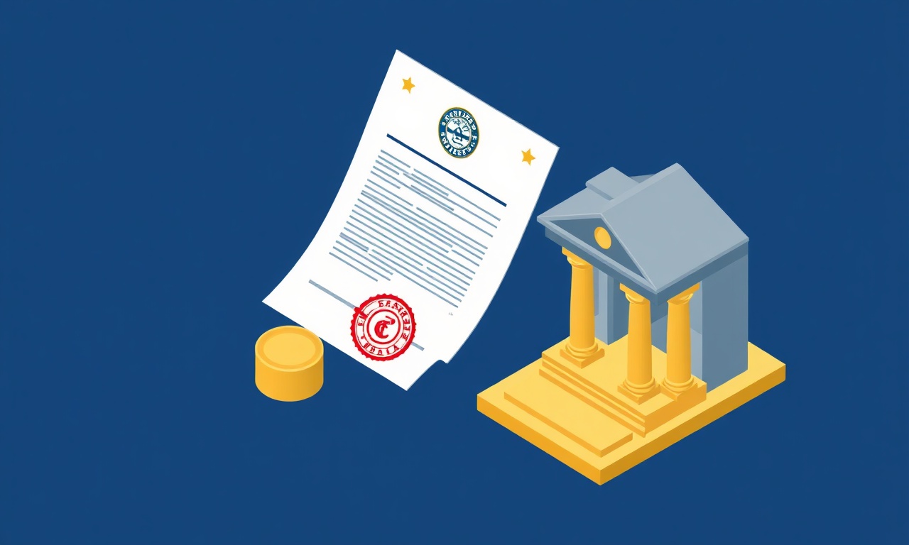 Site yönetimi resmi kayıt ve banka hesabı açma sürecini gösteren izometrik belge ve banka illüstrasyonu