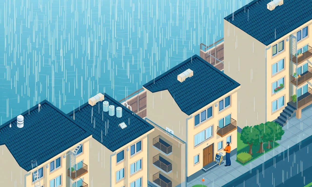 Altinordu Karadeniz yağışlı iklimiyle apartman bakım ve drenaj sistemlerini gösteren izometrik çizim