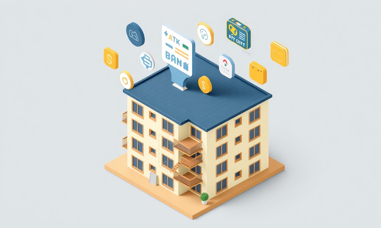 Apartman aidat tahsilatı ve ödeme bildirimi sürecini gösteren izometrik çizim
