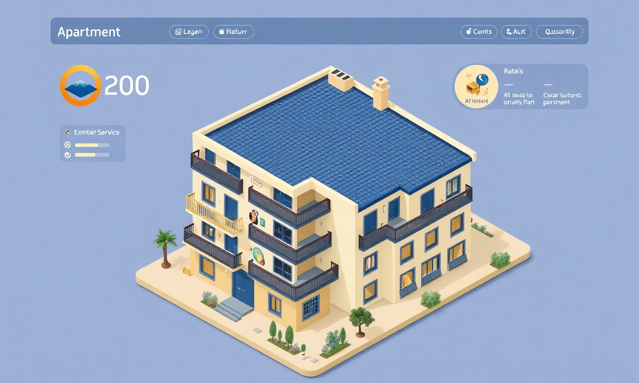 AI destekli apartman yönetim platformu kontrol paneli akıllı otomasyon, izometrik illüstrasyon