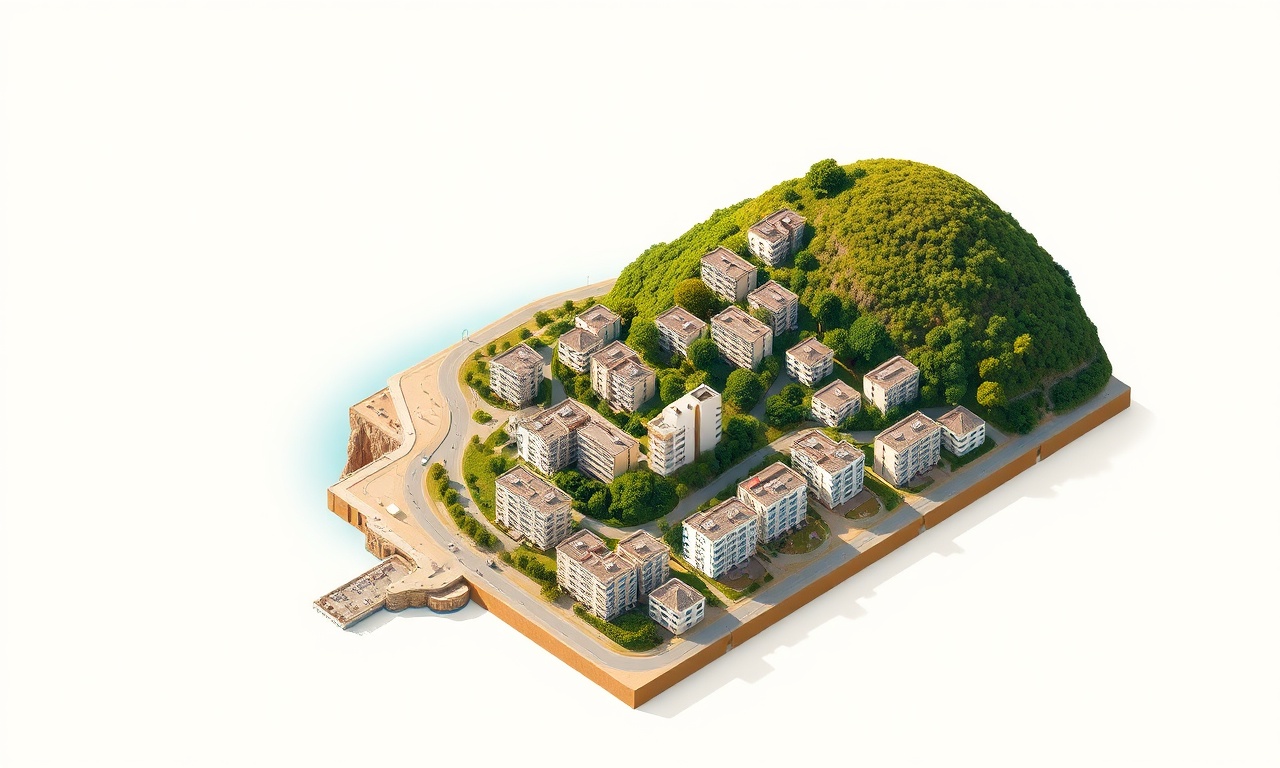 Toprakkale Osmaniye ilçesinde apartman ve site binalarının izometrik görünümü, Akdeniz konut silueti