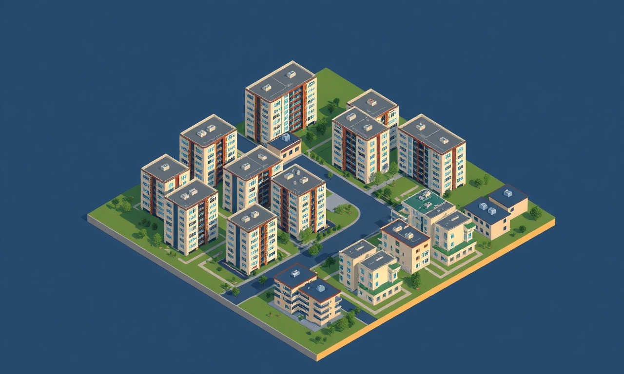 Akyazi Sakarya'da çok katlı apartman blokları ve modern konut sitesi havadan görünüm izometrik illüstrasyon