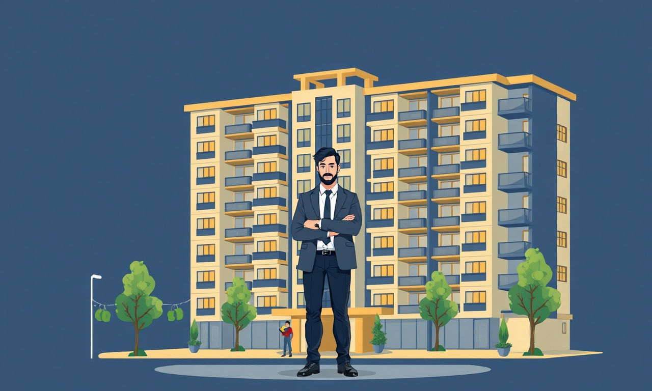 Akyazi'de apartman yöneticisinin sorumluluklarını gösteren izometrik illüstrasyon
