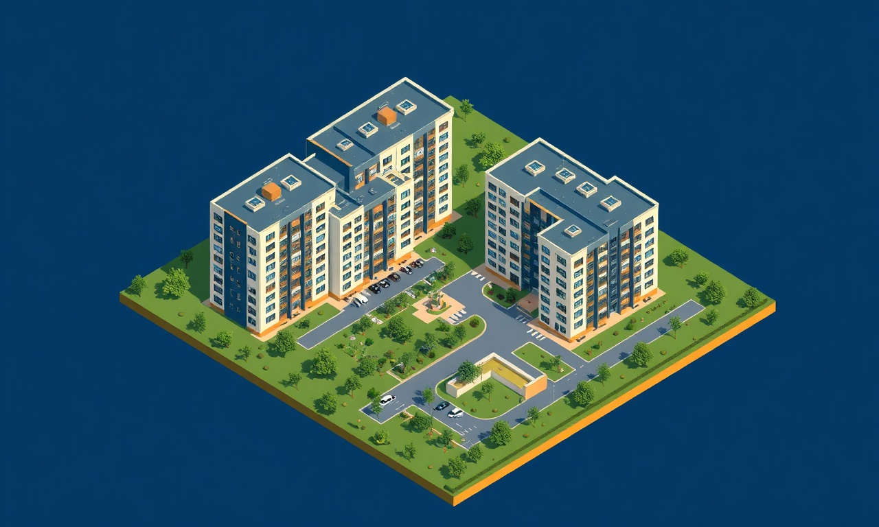 Arifiye, Sakarya'da çok katlı konut siteleri ve apartman bloklarının izometrik görünümü