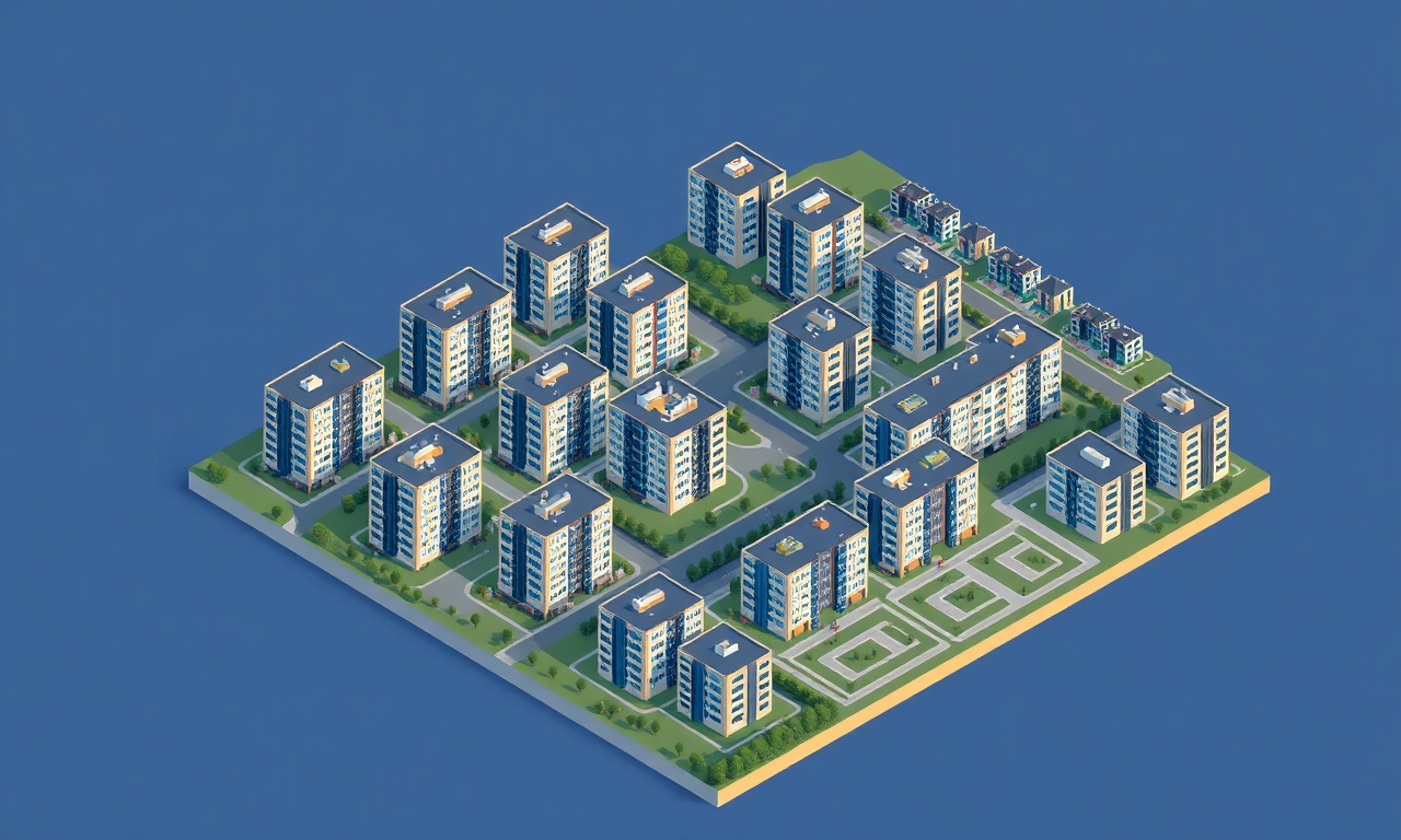 Serdivan Sakarya ilçesinde çok katlı konut siteleri ve apartman blokları — izometrik illüstrasyon