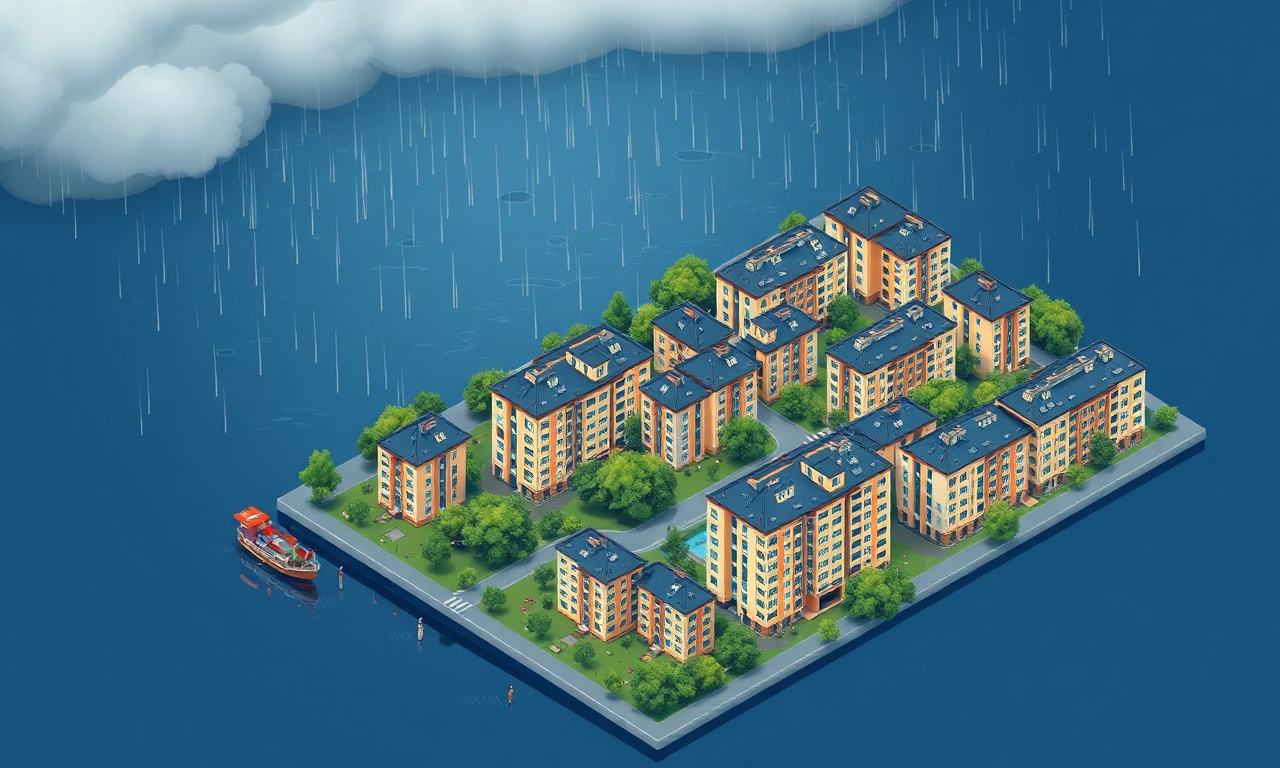 Terme, Samsun ilçesinde apartman ve site yapılaşmasının lacivert-altın tonlarında izometrik görünümü
