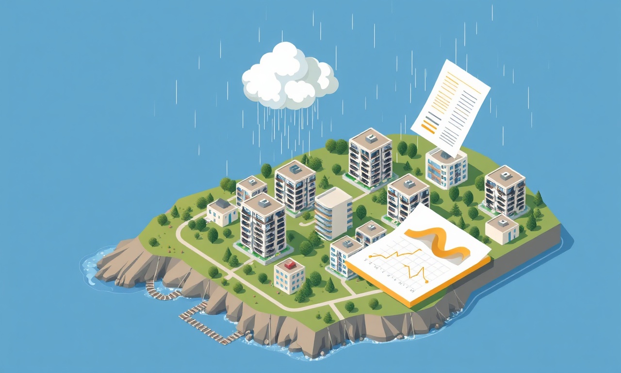 Sinop Karadeniz kıyısında modern konut silueti ve site yönetimi temalı illüstrasyon