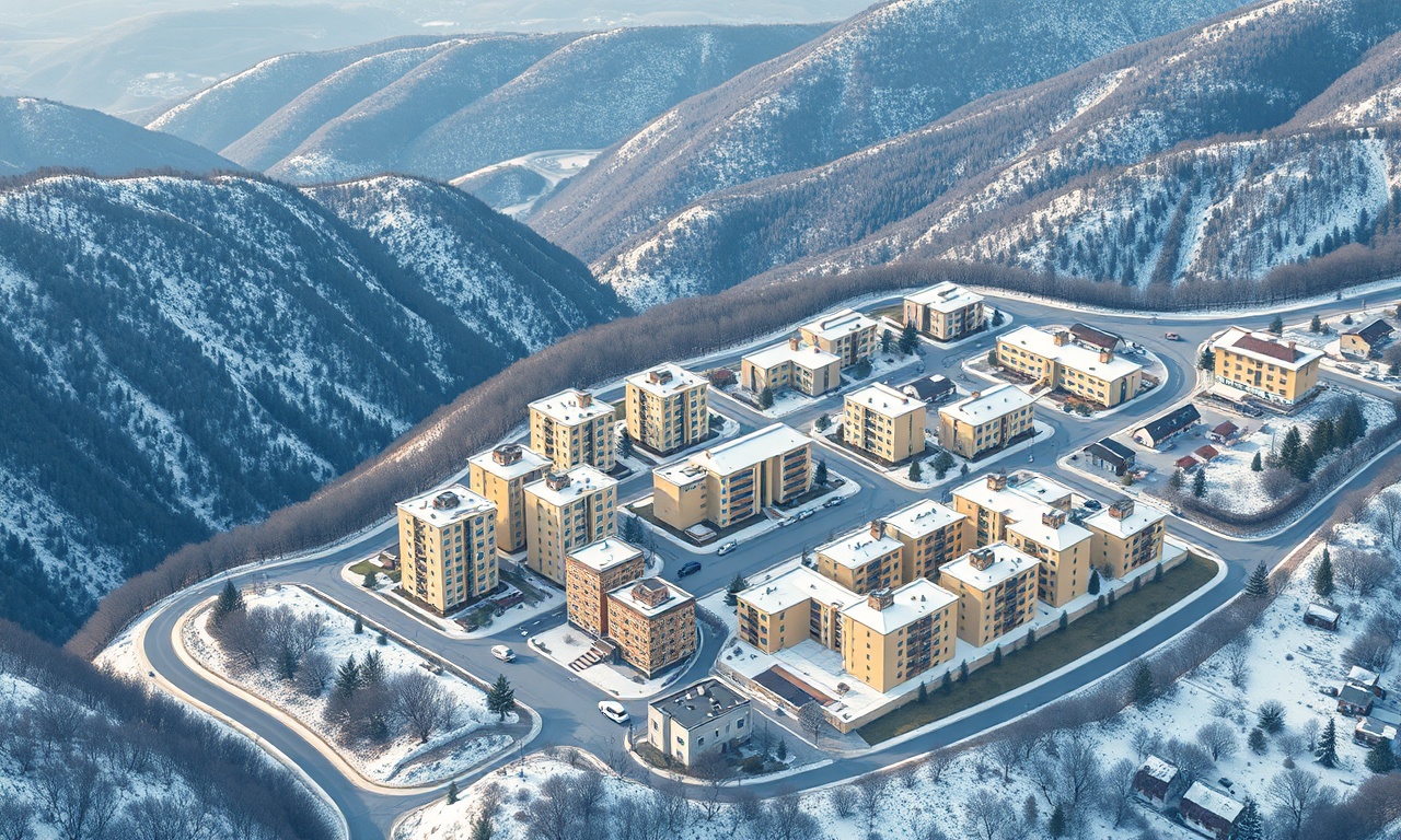 Akincilar ilçesinde apartman ve site yapılarını gösteren izometrik İç Anadolu manzarası