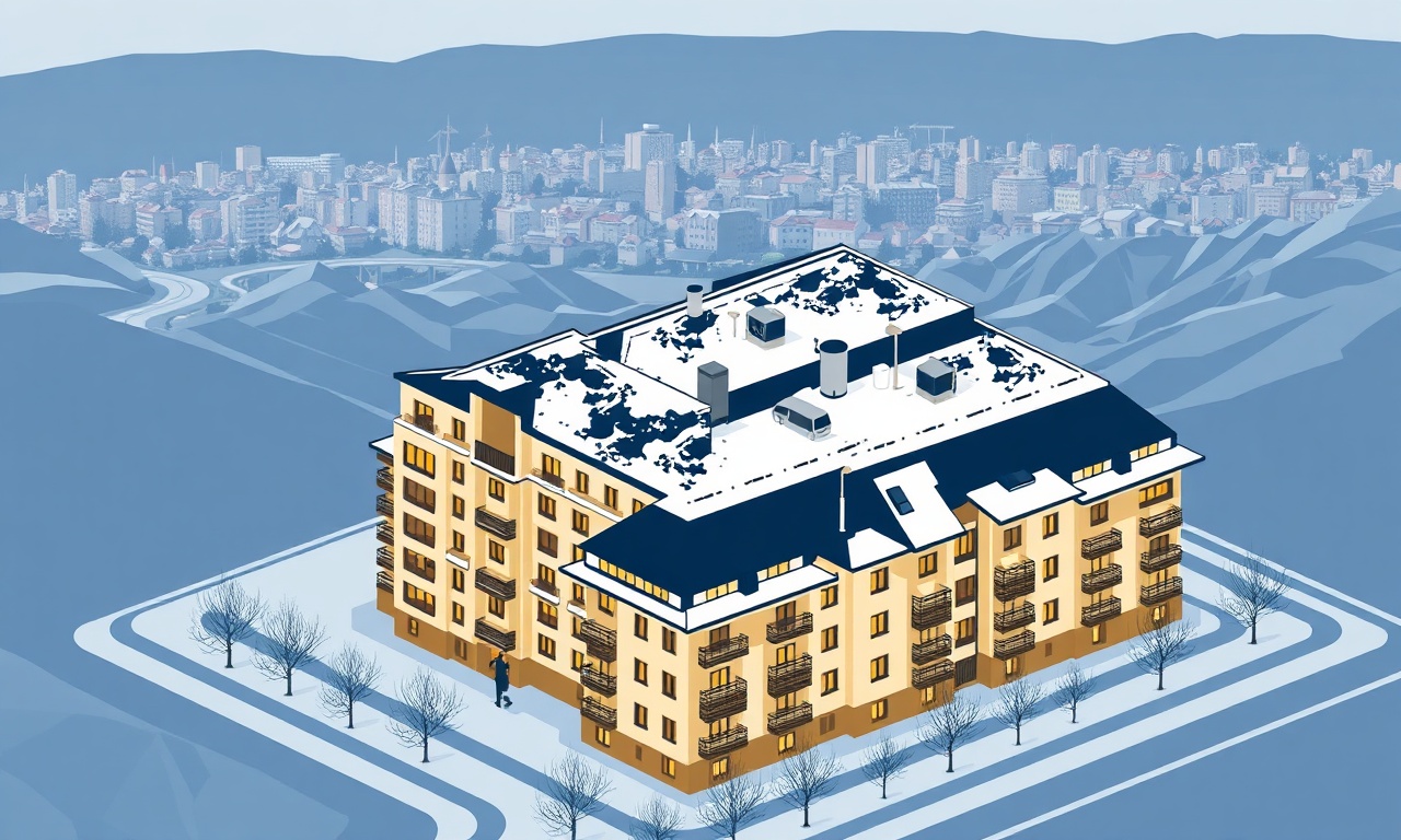 Sivas modern konut silueti ve site yönetimi temalı illüstrasyon