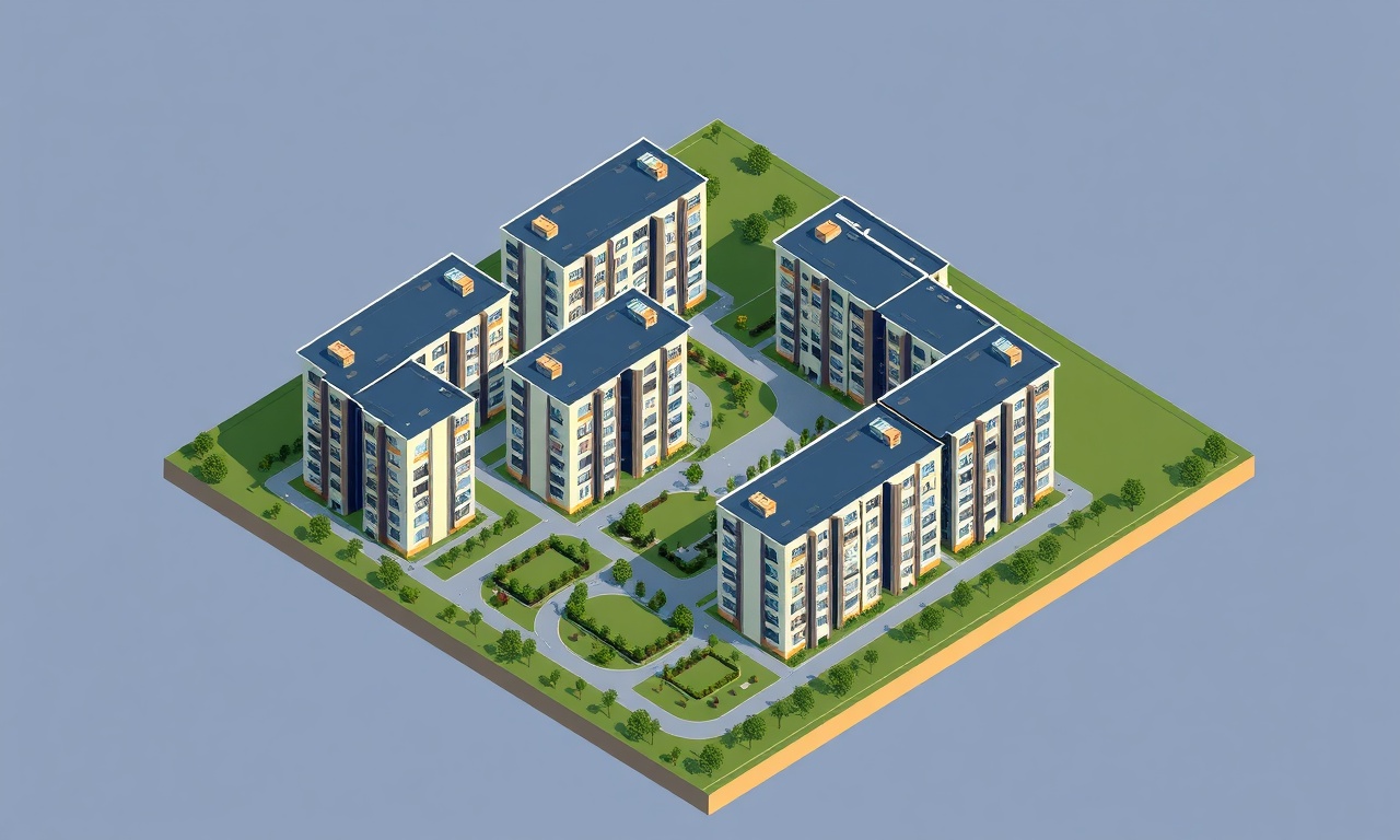 Corlu Tekirdağ'da çok bloklu modern konut sitesi, lacivert ve altın renkli izometrik illüstrasyon