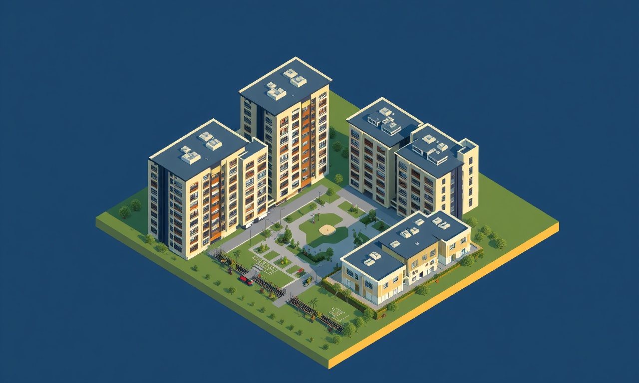 Suleymanpasa Tekirdağ konut silueti — çok katlı siteler ve apartman blokları izometrik illüstrasyon