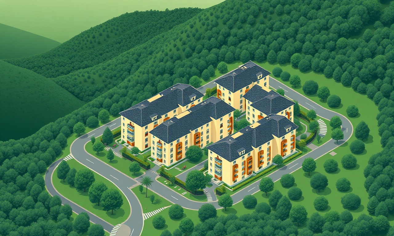Tokat ili modern konut kompleksi ve yeşil Karadeniz manzarası illüstrasyonu