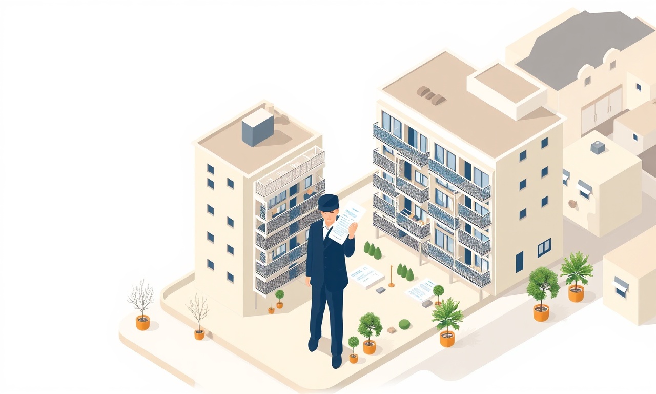 Besikduzu apartman yöneticisi devir teslim — izometrik illüstrasyon