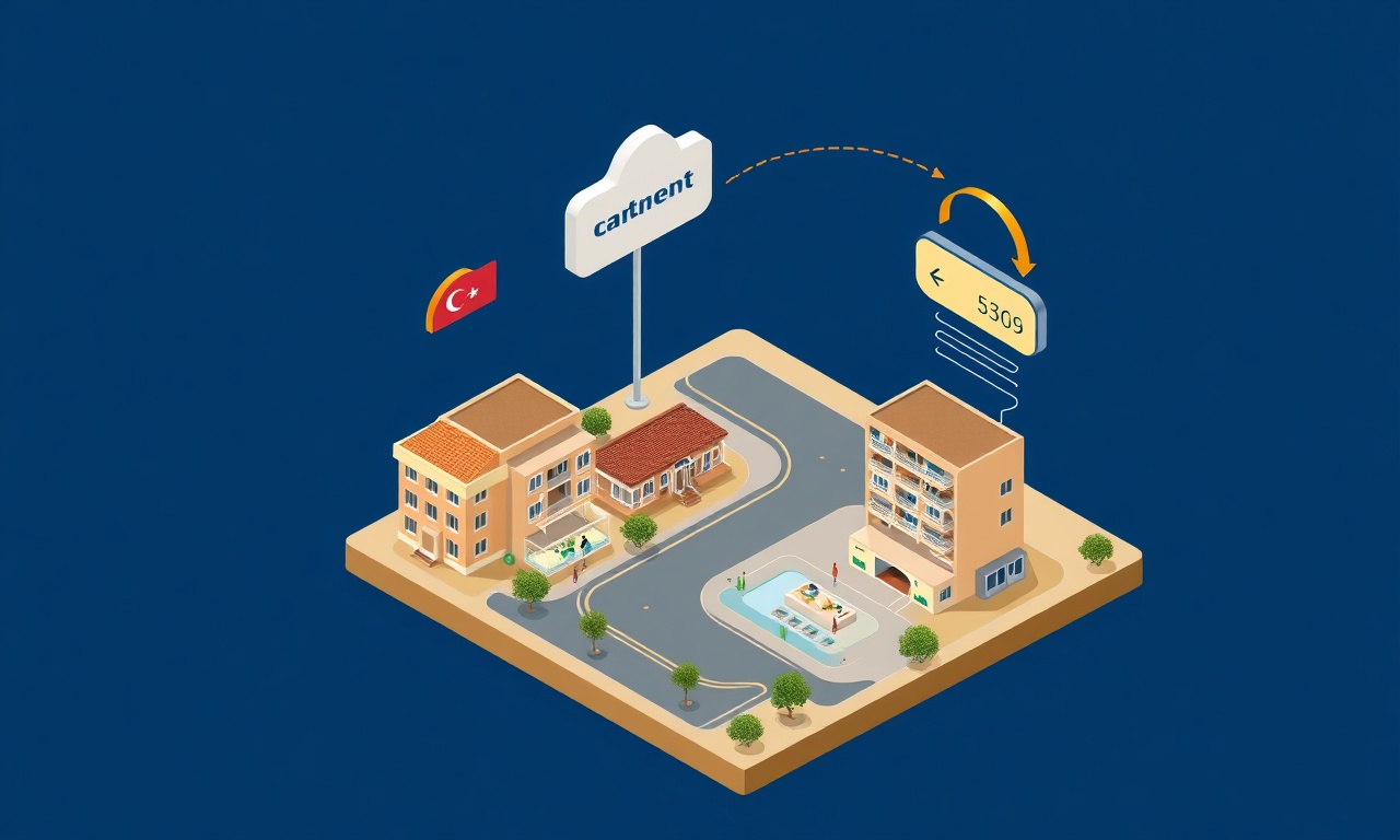 Cayirbayi apartmanında online aidat tahsilat sürecini gösteren izometrik illüstrasyon