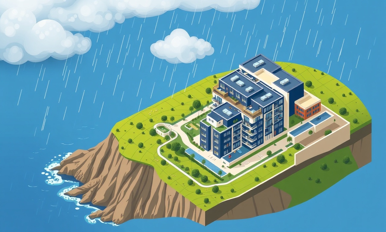Trabzon site yönetimi - Karadeniz kıyısında modern apartman kompleksi izometrik illüstrasyon