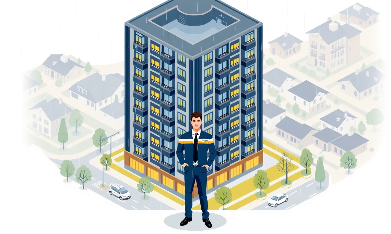 Köprübaşı'nda yeni site yöneticisi ve apartman binası illüstrasyonu