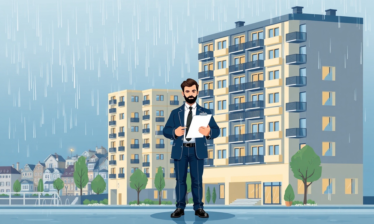 Vakfikebir'de yeni atanan site yöneticisi devir teslim sürecine hazırlanıyor — Karadeniz kıyısı apartman illüstrasyonu