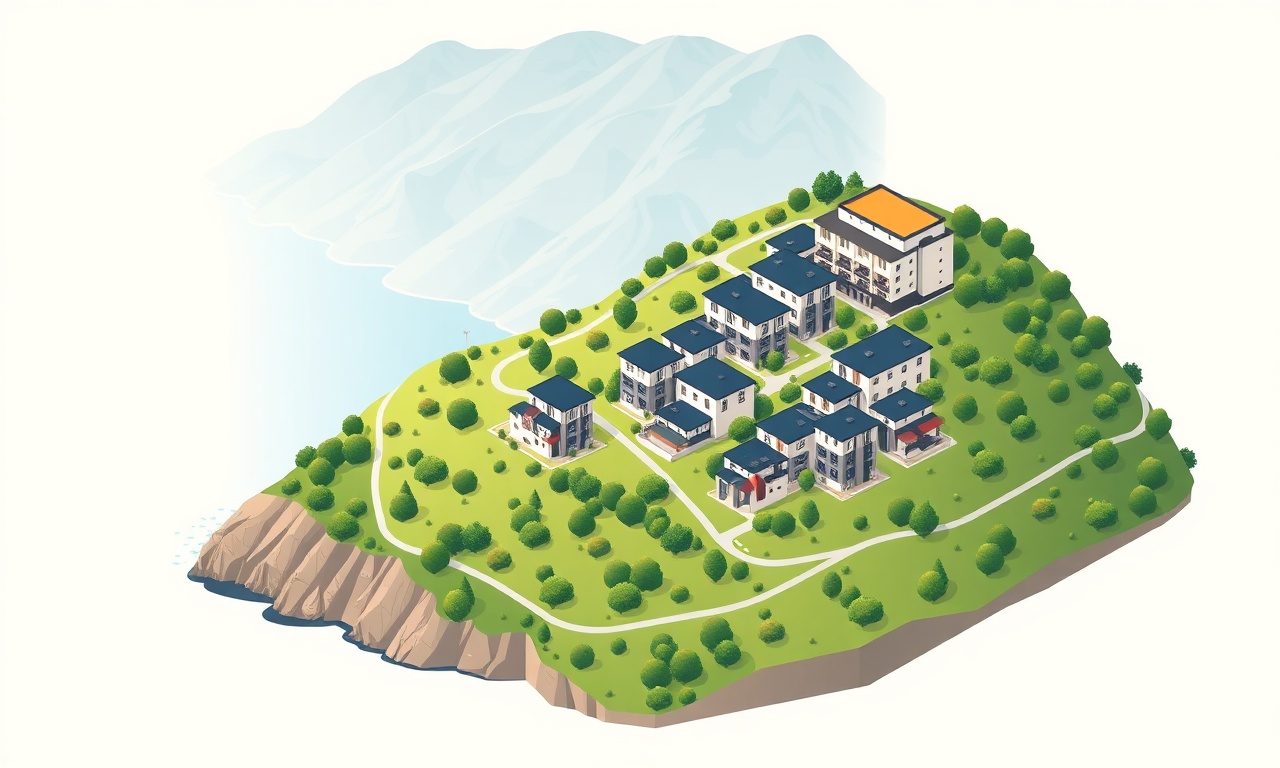 Yomra Trabzon sahil yamacında apartman silueti, lacivert ve altın tonda izometrik illüstrasyon