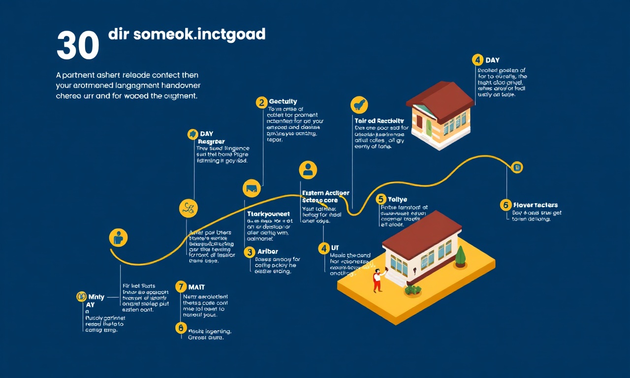 Ercis apartman yönetiminde ilk 30 günlük yol haritasını gösteren izometrik takvim illüstrasyonu