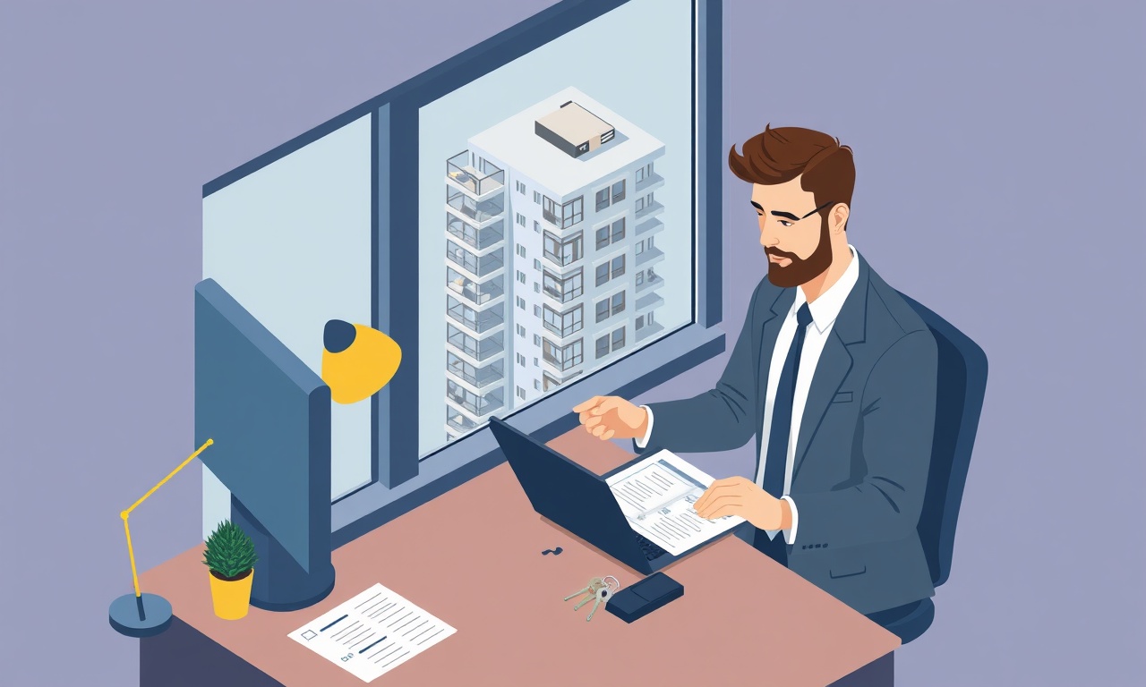 Yeni apartman yöneticisi devir-teslim belgelerini incelerken, Kadisehri konut arka planı